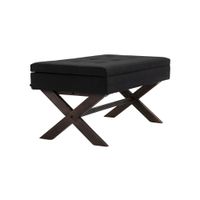 banco con patas de madera y asiento en tela negro