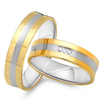 Alianzas 8 quilates oro amarillo-blanco 3 diamantes