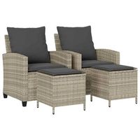 conjunto de sofa de jardin de 4 piezas con cojines poliratan gris claro vidaxl