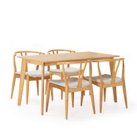 juego de mesa 140x80 cm y 4 sillas de comedor color roble