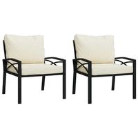 pack 2 uds sillas de jardin  silla de exterior  sillon acero con cojines color arena 68x76x79cm