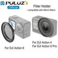 puluz soporte de filtro de 49mm para dji osmo action 6  action 5 pro  action 4 adaptador de filtro de camara marco de filtro protector de metal