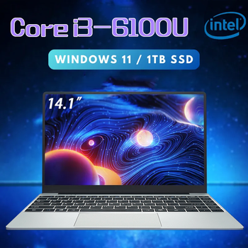 Portátil FUCHU de 14.1 Pulgadas para Oficina y Estudio, Intel Core I3-6100U, 16GB RAM, 512GB/1TB/2TB SSD, Windows 11, para Negocios, Estudio, Entretenimiento y Recreación