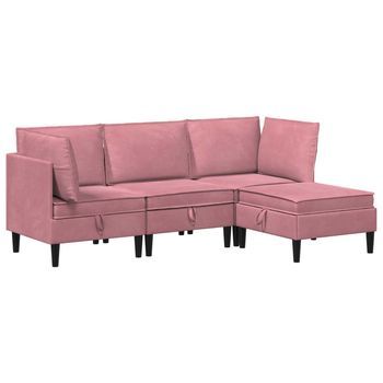 Juego De Muebles De Salón 4 Uds. Rosa Terciopelo Vidaxl
