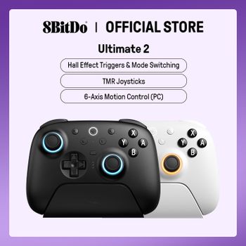 Controlador de juegos Bluetooth 8BitDo Ultimate 2 para Switch 2,1 y Windows PC con joysticks TMR, disparadores conmutables, Control de movimiento