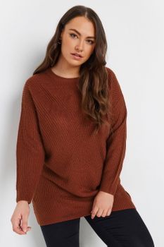Yours Jersey Liso Naranja Tostado De Punto, Mujer Curvy Y Tallas Grandes, Yours