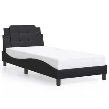 Estructura De Cama Sin Colchón Zadar Cuero Sintético Negro 80x200 Cm Vidaxl