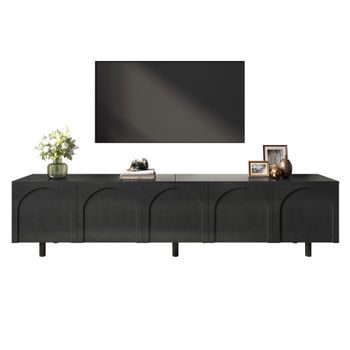 Mueble De Tv - Mueble Para Salón - Pb Y Mdf - Negro (180x38x45cm)