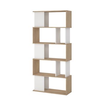 Estantería librería 80x29,5x173,5 cm color blanco y roble
