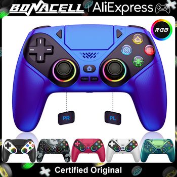 Controlador para Playstation 5/PS5/PS5 Pro/Slim/PC, Controles Inalámbricos RGB Joystick Turbo/Programación Marco Doble Vibración