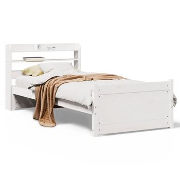 Estructura De Cama Con Cabecero Sin Colchón Blanco 90x190 Cm Vidaxl