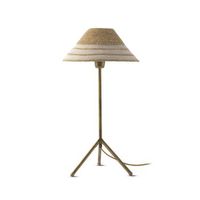 lampara de mesa con pantalla de fibra natural trenzada