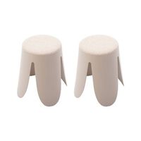 taburete apilable con asiento texturado set de 2 beige