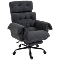 homcom silla de oficina con respaldo ajustable sillon acolchado con ruedas sillon tapizado regulable en altura acero gris oscuro   aosom espana