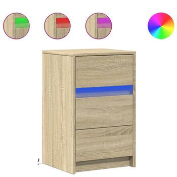 Mesita De Noche Con Luces Led Madera De Ingeniería Roble Sonoma Vidaxl