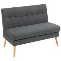 homcom sofa para 2 personas respaldo capitone patas de madera acolchado grueso tipo lino para espacios pequenos gris   aosom espana
