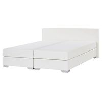cama continental doble 160 x 200 cm tapizada en piel sintetica blanca con colchon de muelles embolsados president