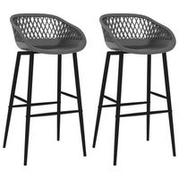 taburetes de bar x2 tronas aspecto malla en pp gris y metal dec029392