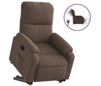 vidaxl sillon electrico reclinable elevable tela microfibra marron