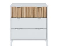 comoda dormitorio cajonera 3 cajones noite dormitorio moderno en blanco artik y roble natur 71x76x40 cm