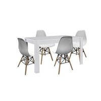 pack mesa de comedor o cocina blanco  4 sillas estilo nordico blanco