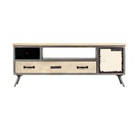 mueble para tv de madera de mango maciza y acero 120x30x45 cm