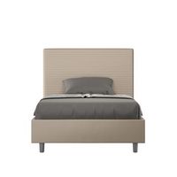 cama doble con almacenaje acolchada 140x190 cuero sintetico gris paloma focus