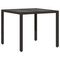 mesa de jardin  mesa de exterior superficie de vidrio ratan pe negro 90x90x75 cm