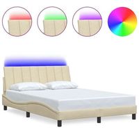estructura de cama sin colchon hanko tela color crema 140x190 cm vidaxl