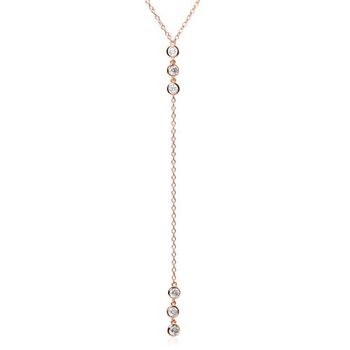 Cadena en y de plata 925 chapada en oro rosa con circonitas