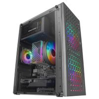 mars gaming mc-core caja gaming compacta microatx diseno frontal metal-mesh ventana lateral completa 2x ventiladores frgb 120mm