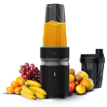 Cecotec Batidora de Vaso Individual PowerTitanium 1000 Push2Go Duo. 1000W, Cuchilla Acero Inox 6 Hojas, Pantalla LED