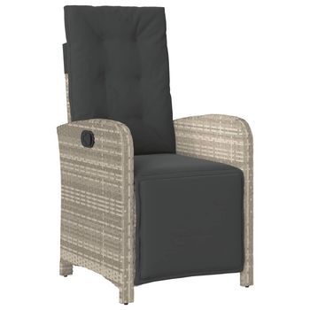 Sillón Reclinable De Jardín | Silla De Jardín | Silla De Exterior Con Reposapiés Ratán Pe Gris Claro