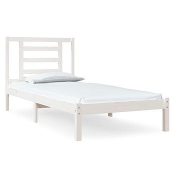 Estructura Cama Individual Madera Maciza Pino Blanco 90x190 Cm