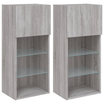 Muebles De Tv Con Luces Led 2 Uds Gris Sonoma 40,5x30x90 Cm Vidaxl