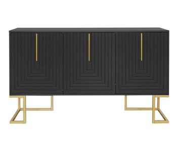 Cómoda alta con 3 puertas en negro mate con diseño en forma de u (al. 81/an. 138/t. 40)
