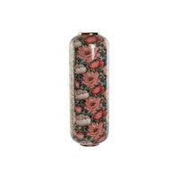 jarron metal 25x25x693 flores rosa