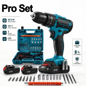Taladro percutor inalámbrico de 21 V, destornillador eléctrico, martillo perforador eléctrico, mini taladro manual inalámbrico, taladro compacto de 2 velocidades, herramientas eléctricas con batería