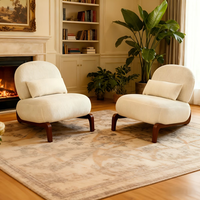set de 2 sillas auxiliares - para salon - madera y terciopelo - blanco 869x721x699cm