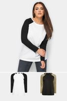 yours juego 2 camisetas manga larga raglan blanca y negraverde mujer curvy y tallas grandes yours