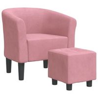 comodo sillon de diseno moderno con reposapies de terciopelo rosa dec026432