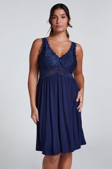Hunkemöller Vestido lencero Nora Lace Azul