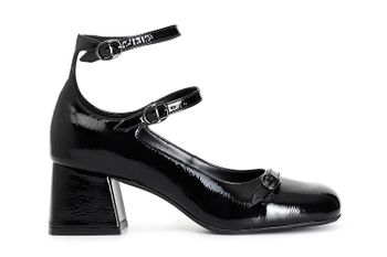 escote con 3 hebillas efecto charol black