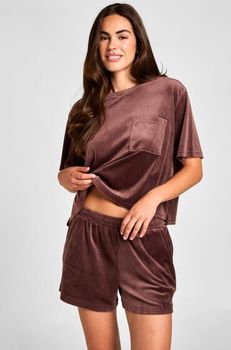 Hunkemöller Short bolsillo de terciopelo Marrón