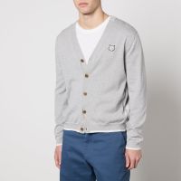 maison kitsune logo-appliqued cotton knit cardigan - m