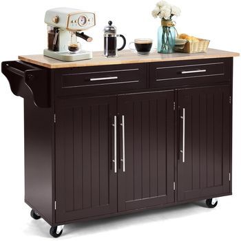 Carrito De Cocina Con Cajones Y Puerta Costway 122 X 46 X 93 Cm