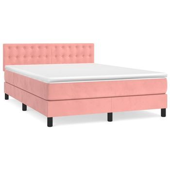 Cama Tapizada 193x144x88 Cm Terciopelo - Rosa