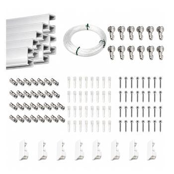 Eurohang Pack Colgar Cuadros Sin Agujeros 12m Guías Aluminio Plata Mate Con 14 Colgadores Rm Nylon, Cuelga Cuadros Sin Clavos Hogar Oficina