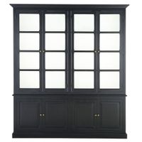 libreria vitrina de 8 puertas en pino macizo y mdf negro