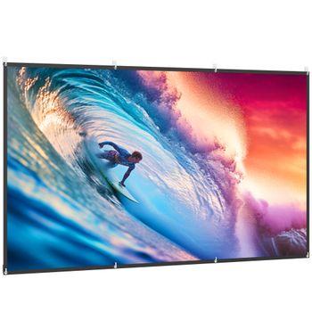 HOMCOM Pantalla de Proyección Manual 120 Pulgadas Formato 16:9 HD 4K/8K para Interior y Exterior Blanco